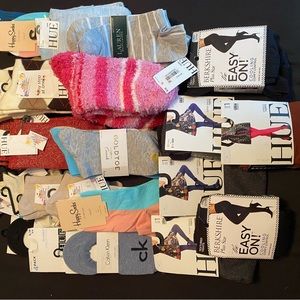A variety of socks 21 pairs plus 6 pairs of stockings